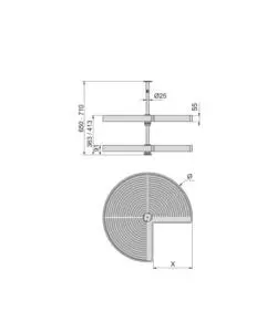 Cestello "3/4" girevole 270° per mobile da 90 cm